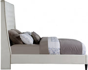 Fritz Velvet Queen Bed Cream - Gate FurnitureQueen Bed