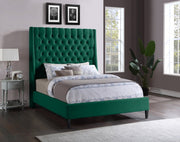 Fritz Velvet Queen Bed Green - Gate FurnitureQueen Bed