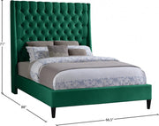 Fritz Velvet Queen Bed Green - Gate FurnitureQueen Bed