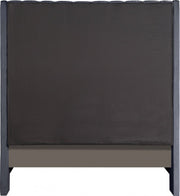 Fritz Velvet Queen Bed Grey - Gate FurnitureQueen Bed