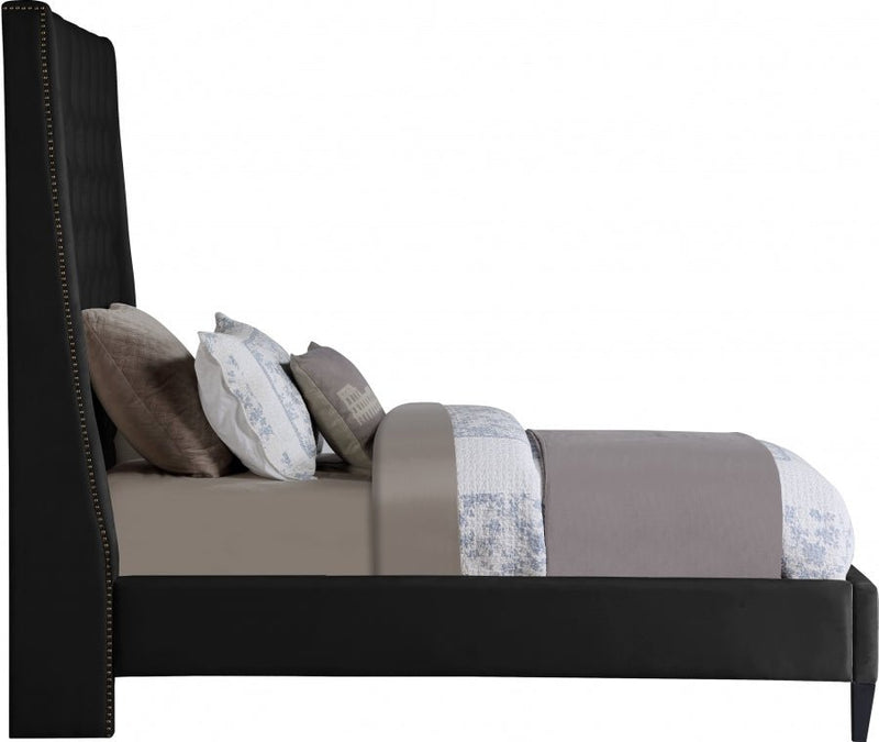 Fritz Velvet Twin Bed Black - Gate FurnitureTwin Bed