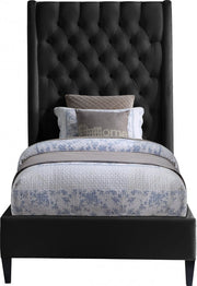 Fritz Velvet Twin Bed Black - Gate FurnitureTwin Bed