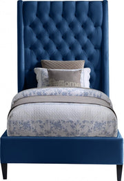 Fritz Velvet Twin Bed Blue - Gate FurnitureTwin Bed