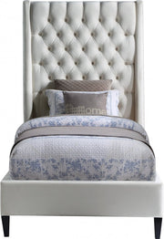 Fritz Velvet Twin Bed Cream - Gate FurnitureTwin Bed