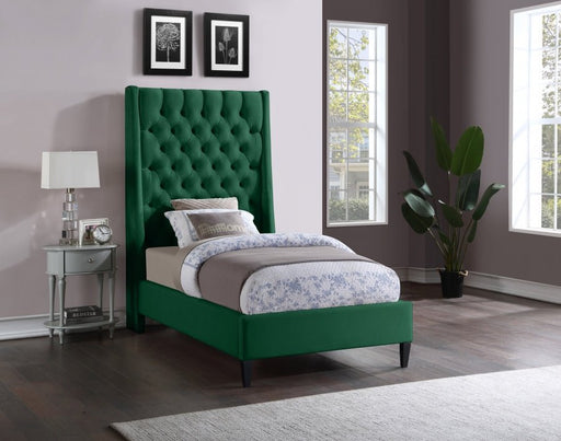 Fritz Velvet Twin Bed Green - Gate FurnitureTwin Bed