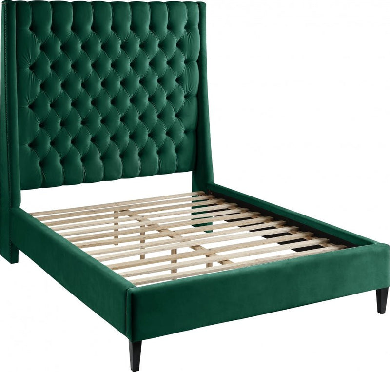 Fritz Velvet Twin Bed Green - Gate FurnitureTwin Bed