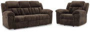 Frohn Chocolate Reclining Sofa and Recliner - 37407U2