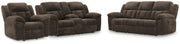 Frohn Chocolate Reclining Sofa, Loveseat and Recliner - 37407U4
