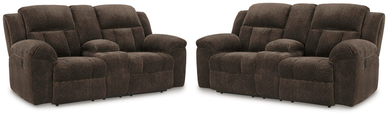 Frohn Chocolate Set of 2 Reclining Loveseats - 37407U5