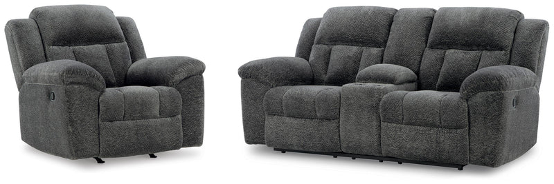 Frohn Graphite Reclining Loveseat and Recliner - 37406U1