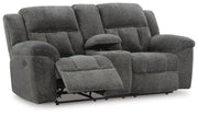 Frohn Graphite Reclining Loveseat with Console and 2 Recliners - 37406U5