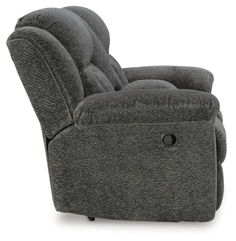 Frohn Graphite Reclining Loveseat with Console and 2 Recliners - 37406U5