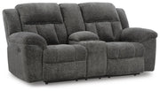 Frohn Graphite Reclining Loveseat with Console and 2 Recliners - 37406U5