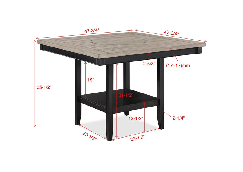 Fulton Charcoal/Light Gray Extendable Counter Height Dining Set - Gate FurnitureCounter Height Set