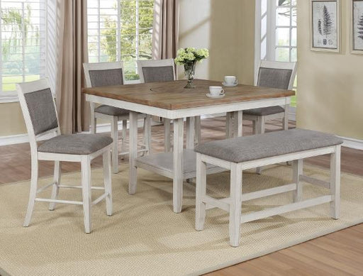 Fulton White Counter Height Bench - Gate FurnitureAccent Bench