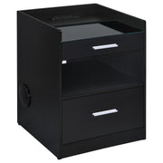 Furda 2-drawer LED Nightstand Bedside Table with Speaker Black Ash - 306132BLK