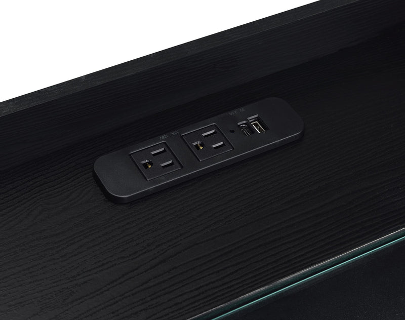 Furda 2-drawer LED Nightstand Bedside Table with Speaker Black Ash - 306132BLK