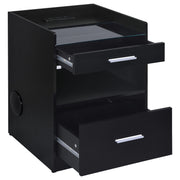 Furda 2-drawer LED Nightstand Bedside Table with Speaker Black Ash - 306132BLK