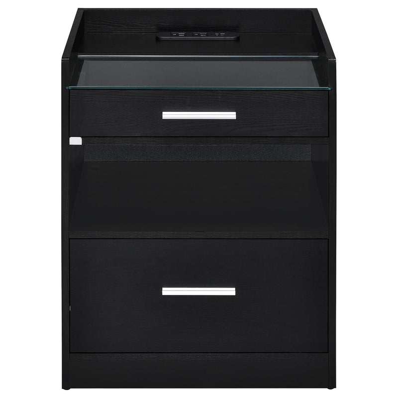 Furda 2-drawer LED Nightstand Bedside Table with Speaker Black Ash - 306132BLK