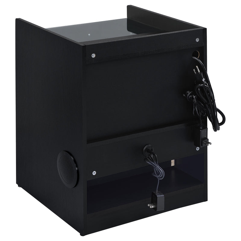 Furda 2-drawer LED Nightstand Bedside Table with Speaker Black Ash - 306132BLK
