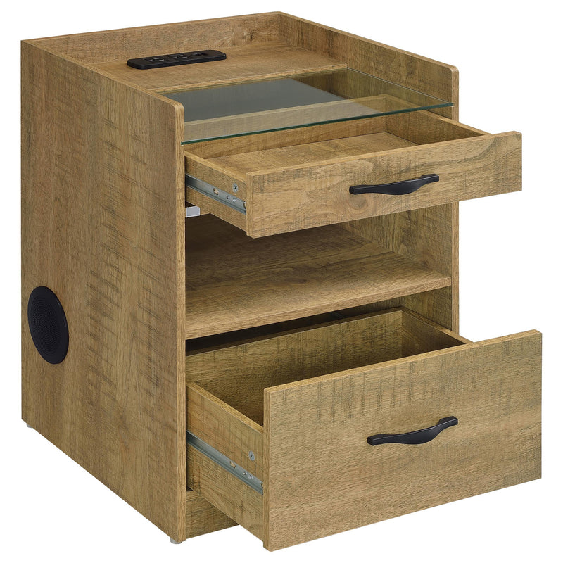 Furda 2-drawer LED Nightstand Bedside Table with Speaker Mango - 306132MGO