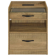 Furda 2-drawer LED Nightstand Bedside Table with Speaker Mango - 306132MGO