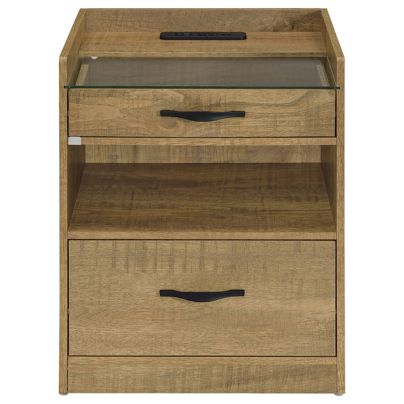 Furda 2-drawer LED Nightstand Bedside Table with Speaker Mango - 306132MGO