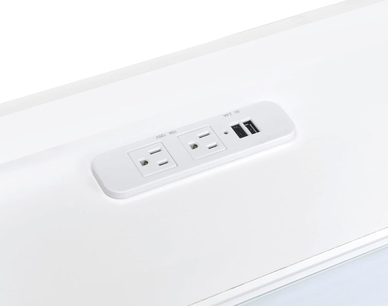 Furda 2-drawer LED Nightstand Bedside Table with Speaker White High Gloss - 306132WHT