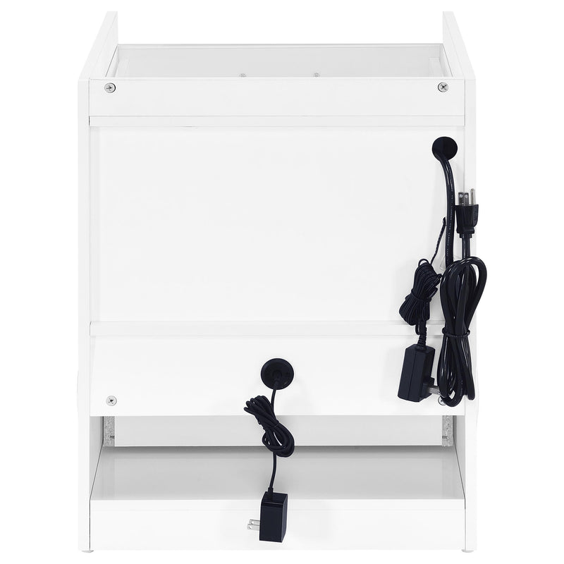 Furda 2-drawer LED Nightstand Bedside Table with Speaker White High Gloss - 306132WHT