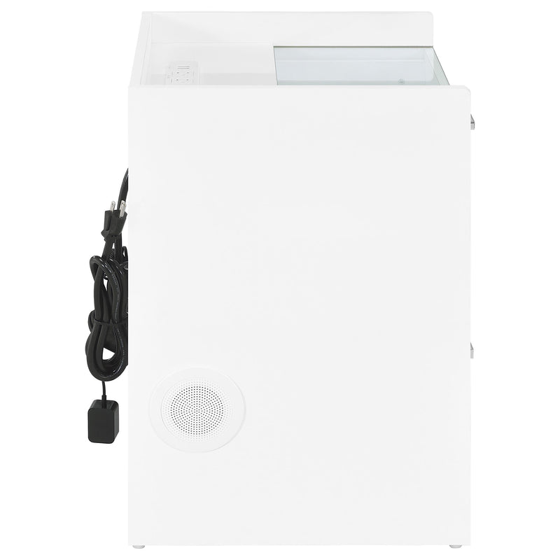 Furda 2-drawer LED Nightstand Bedside Table with Speaker White High Gloss - 306132WHT