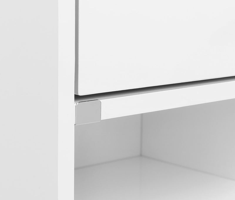 Furda 2-drawer LED Nightstand Bedside Table with Speaker White High Gloss - 306132WHT