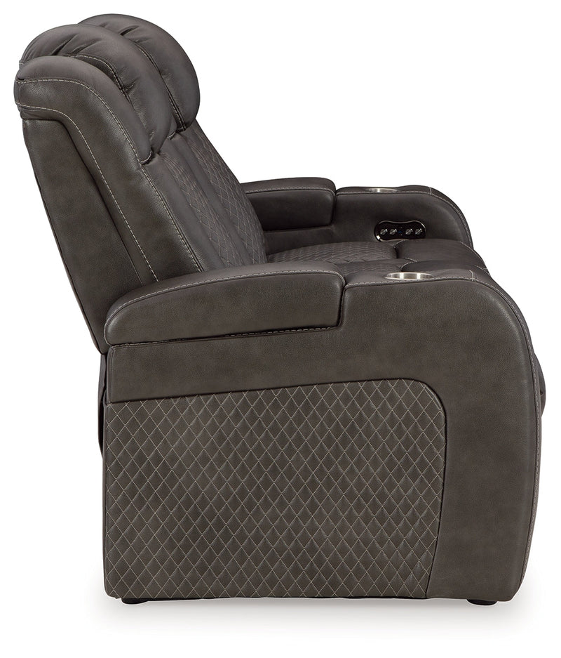 Fyne-Dyme Sofa, Loveseat and Recliner in Shadow - PKG016477