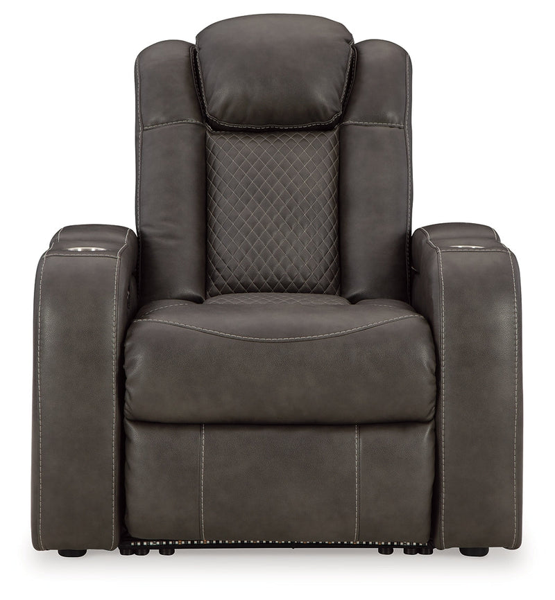 Fyne-Dyme Sofa, Loveseat and Recliner in Shadow - PKG016477