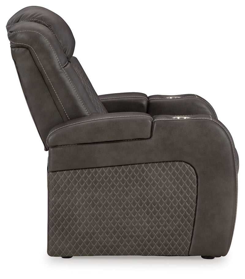 Fyne-Dyme Sofa, Loveseat and Recliner in Shadow - PKG016477