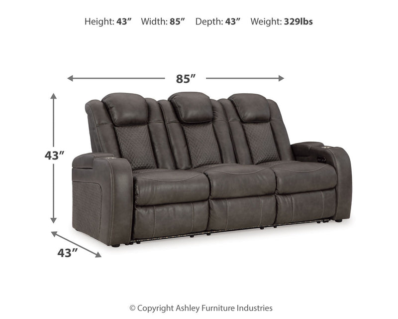 Fyne-Dyme Sofa, Loveseat and Recliner in Shadow - PKG016477