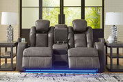 Fyne-Dyme Sofa, Loveseat and Recliner in Shadow - PKG016477