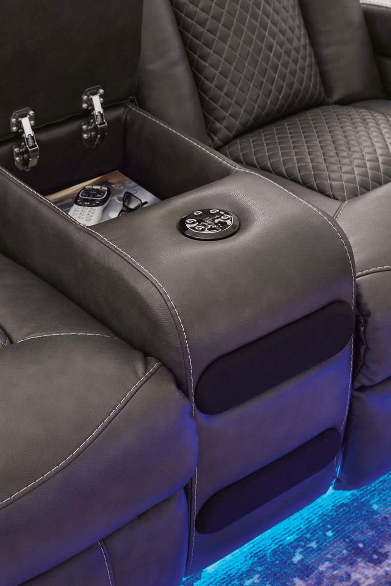 Fyne-Dyme Sofa, Loveseat and Recliner in Shadow - PKG016477
