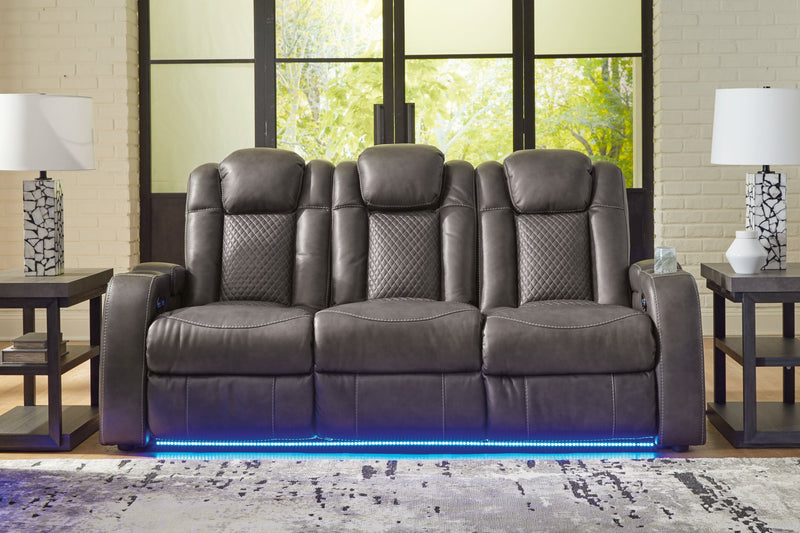 Fyne-Dyme Sofa, Loveseat and Recliner in Shadow - PKG016477