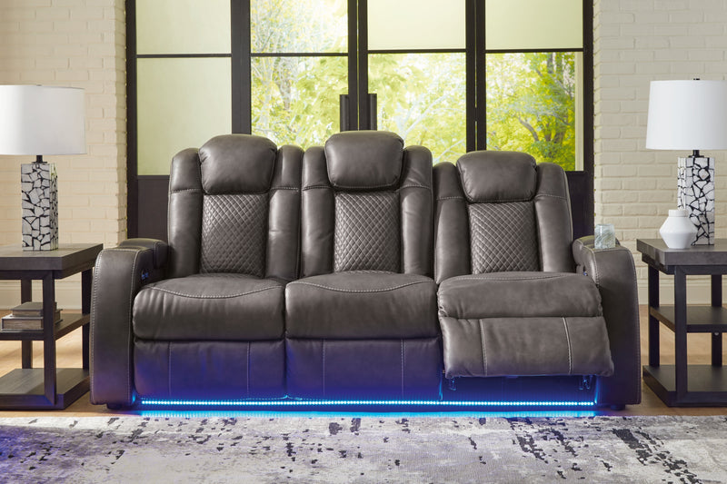 Fyne-Dyme Sofa, Loveseat and Recliner in Shadow - PKG016477