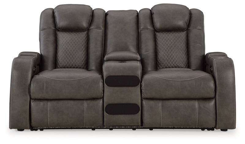 Fyne-Dyme Sofa, Loveseat and Recliner in Shadow - PKG016477