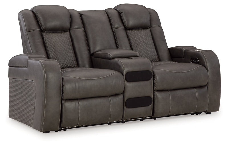 Fyne-Dyme Sofa, Loveseat and Recliner in Shadow - PKG016477