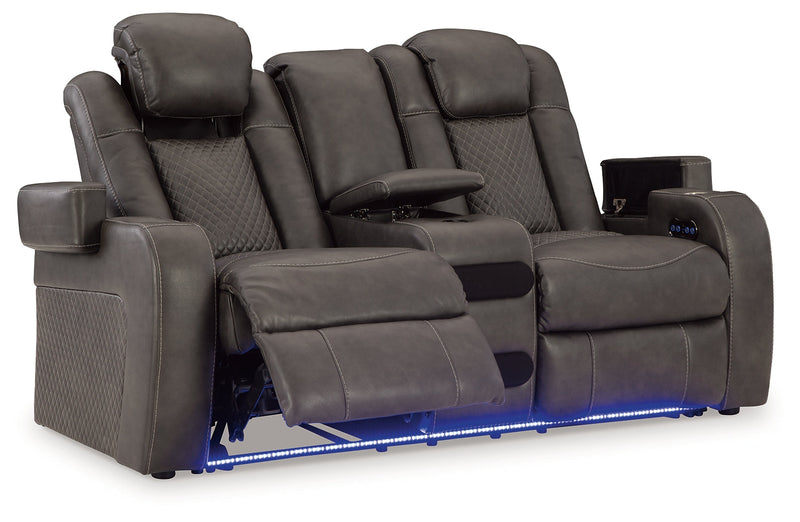 Fyne-Dyme Sofa, Loveseat and Recliner in Shadow - PKG016477