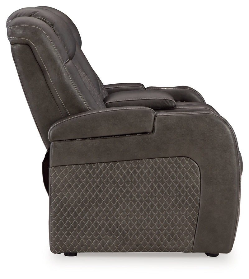 Fyne-Dyme Sofa, Loveseat and Recliner in Shadow - PKG016477