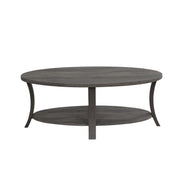 Gabriella - Dark Gray 3PC Coffee Table Set, Oval Shape Coffee Table and 2 Round Shape End Tables with Storage Shelves - T125-3PC-Set