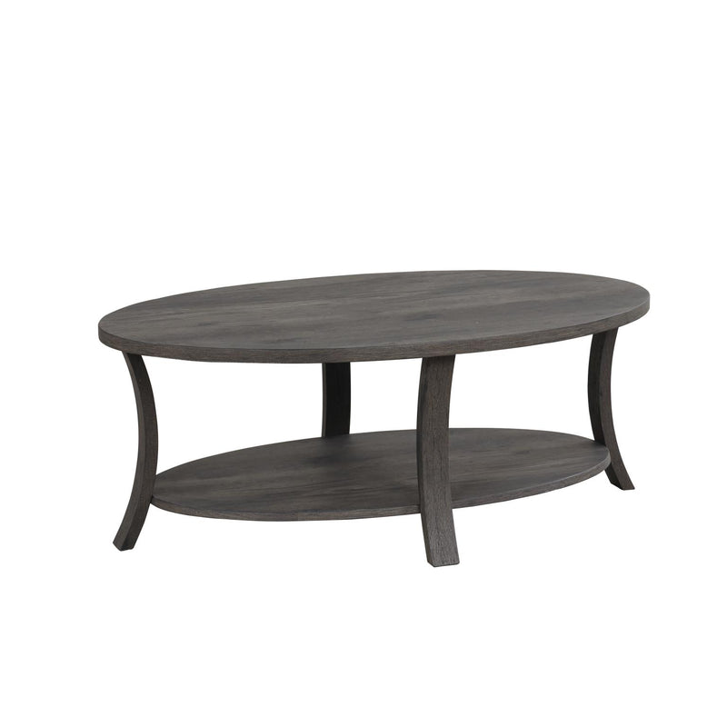 Gabriella - Dark Gray 3PC Coffee Table Set, Oval Shape Coffee Table and 2 Round Shape End Tables with Storage Shelves - T125-3PC-Set