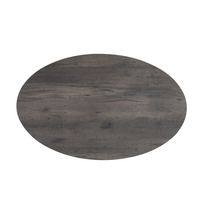 Gabriella - Dark Gray 3PC Coffee Table Set, Oval Shape Coffee Table and 2 Round Shape End Tables with Storage Shelves - T125-3PC-Set