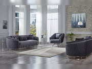 Galata 3-pieces (Sofa & Loveseat & Chair) Livingroom in Anthracite - 200-SUM-GAL-VELVET412-321
