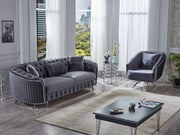 Galata 3-pieces (Sofa & Loveseat & Chair) Livingroom in Anthracite - 200-SUM-GAL-VELVET412-321