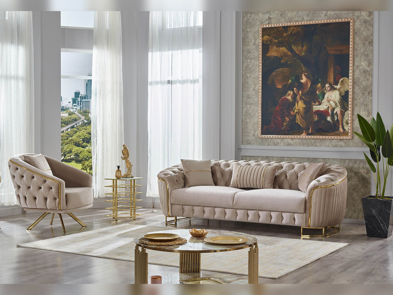 Galata 3-pieces (Sofa & Loveseat & Chair) Livingroom in Anthracite - 200-SUM-GAL-VELVET412-321