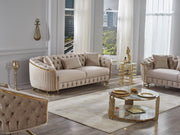 Galata 3-pieces (Sofa & Loveseat & Chair) Livingroom in Beige - 200-SUM-GAL-VELVET260-321